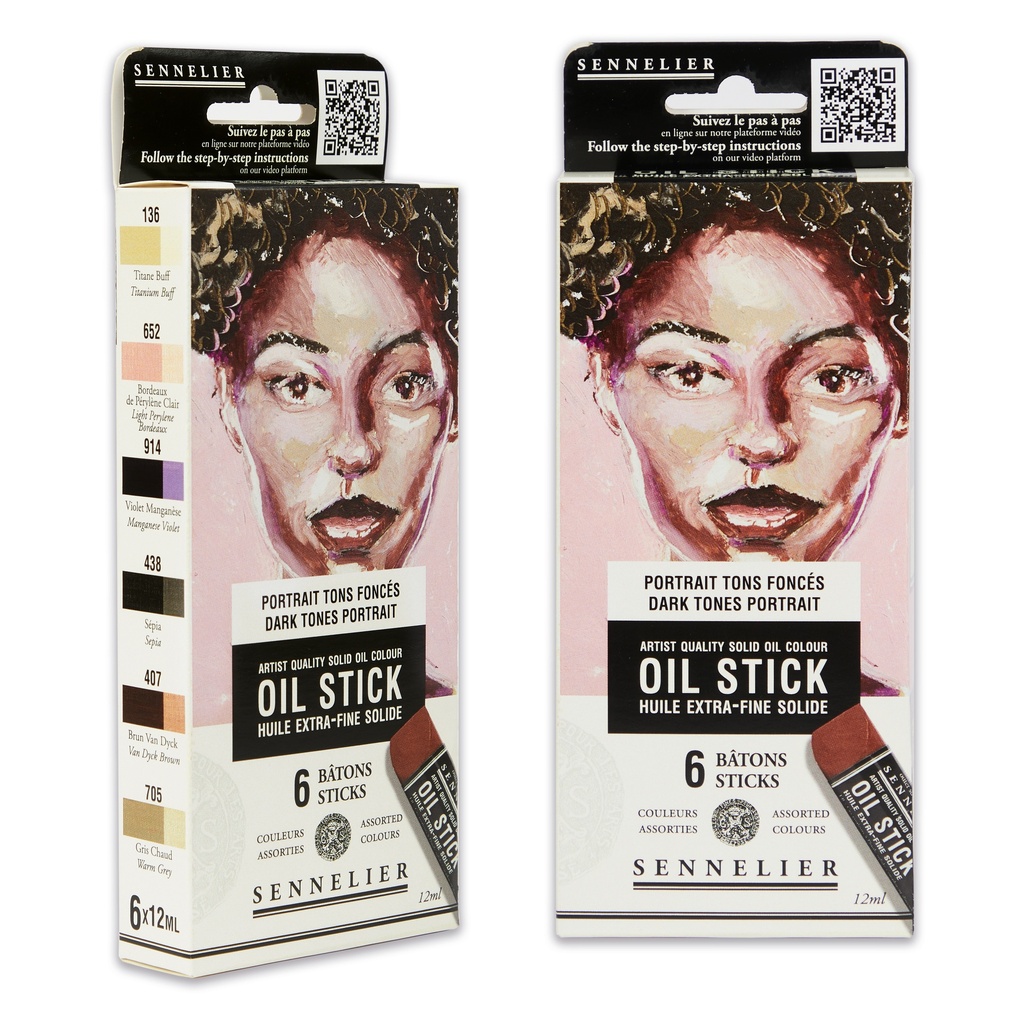 Sennelier Set von 6 Mini Ölsticks dunkle Farben