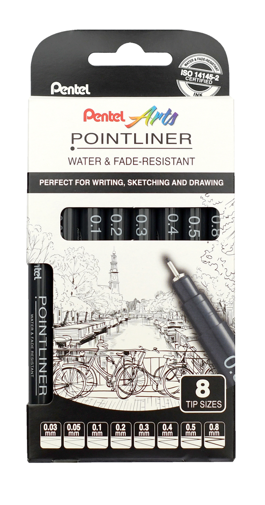 Pentel Set Permanent Fineliner 8 Stück