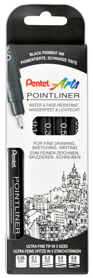 Pentel Set Permanent Fineliner 5 Stück 