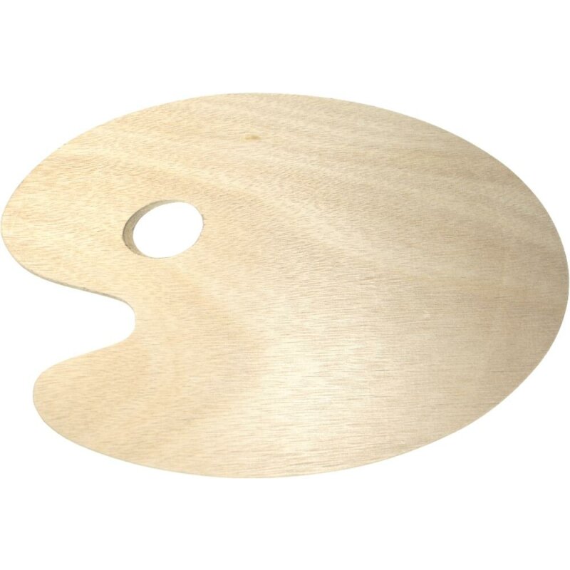 Mischpalette Holz- Palette , Oval mit Griffloch