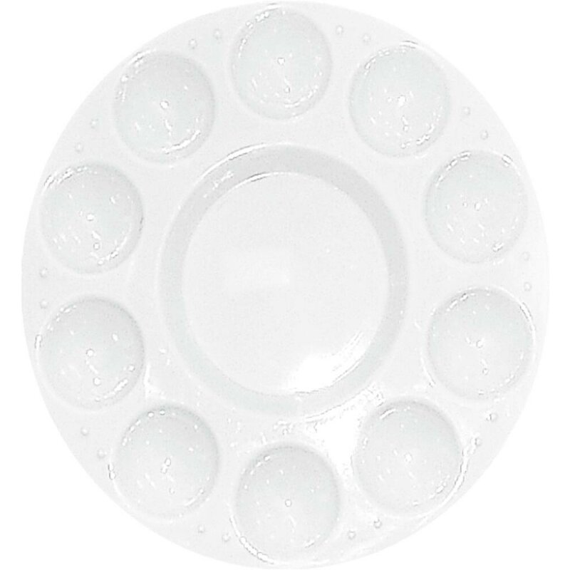 Mischpalette Kunststoff- Palette ,  Rund mit Pinselhalter