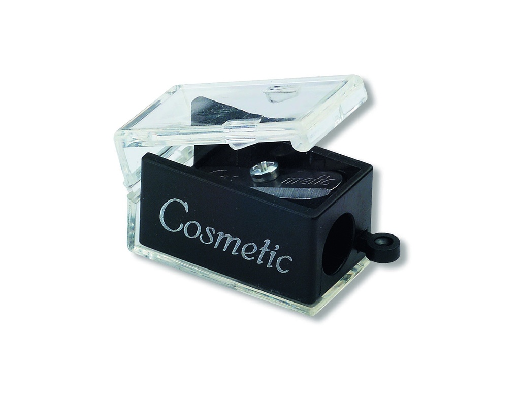 Anspitzer- Kunststoff / Kosmetikspitzer , einfach Ø 8 mm - schwarz-  inklusive Reinigungsstäbchen