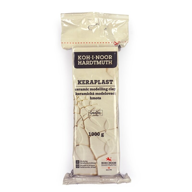 Modelliermasse-  Keraplast- Ton , Lufthärtend  1000 g weiß