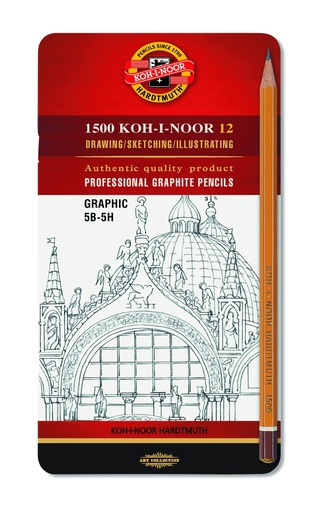 Graphitstifte 12er Set  " GRAPHIC  Gradation  5B - 5H "  im Metalletui   