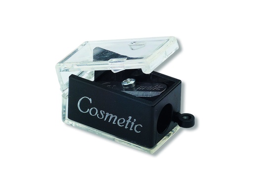 Anspitzer- Kunststoff / Kosmetikspitzer , einfach Ø 8 mm - schwarz-  inklusive Reinigungsstäbchen
