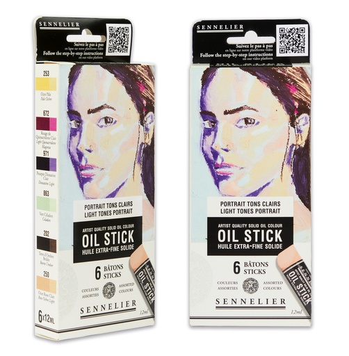 Sennelier Set von 6 Mini Ölsticks helle Farben