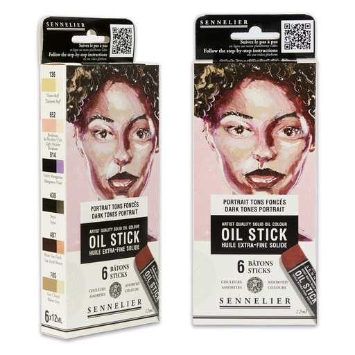 Sennelier Set von 6 Mini Ölsticks dunkle Farben