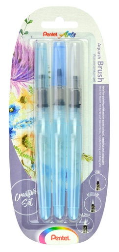 Pentel 3er Blister Malpinsel Aquash Brush Bold, Fine, Medium Point  