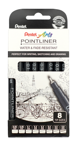 Pentel Set Permanent Fineliner 8 Stück